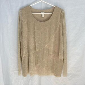 NWT Chico’s Gold Tiered Metallic Top